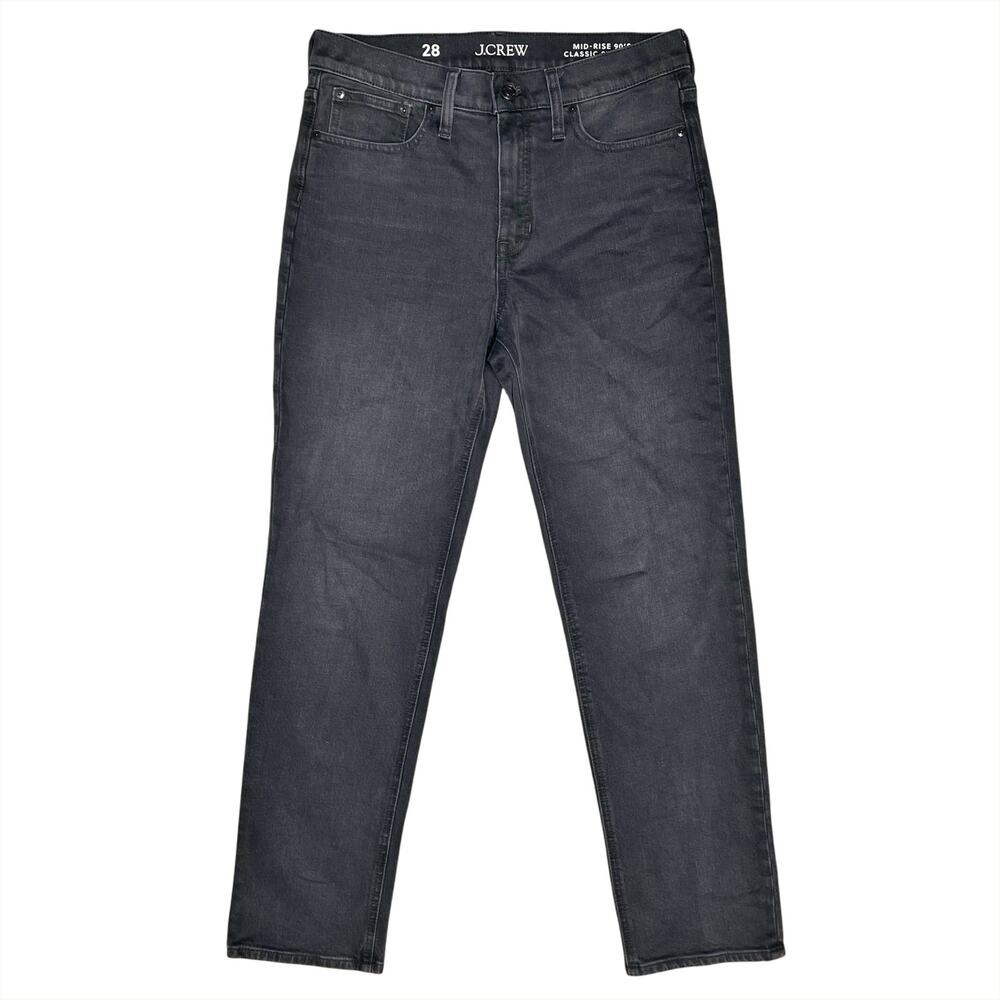J. CREW Mid-Rise 90s Classic Straight Charcoal Wash Black Jeans Size 28